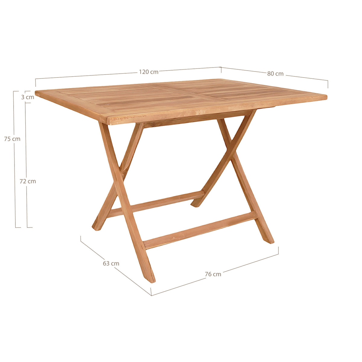 Oviedo Teak Spisebord - Spisebord i teaktræ, natur 120x80x75 cm