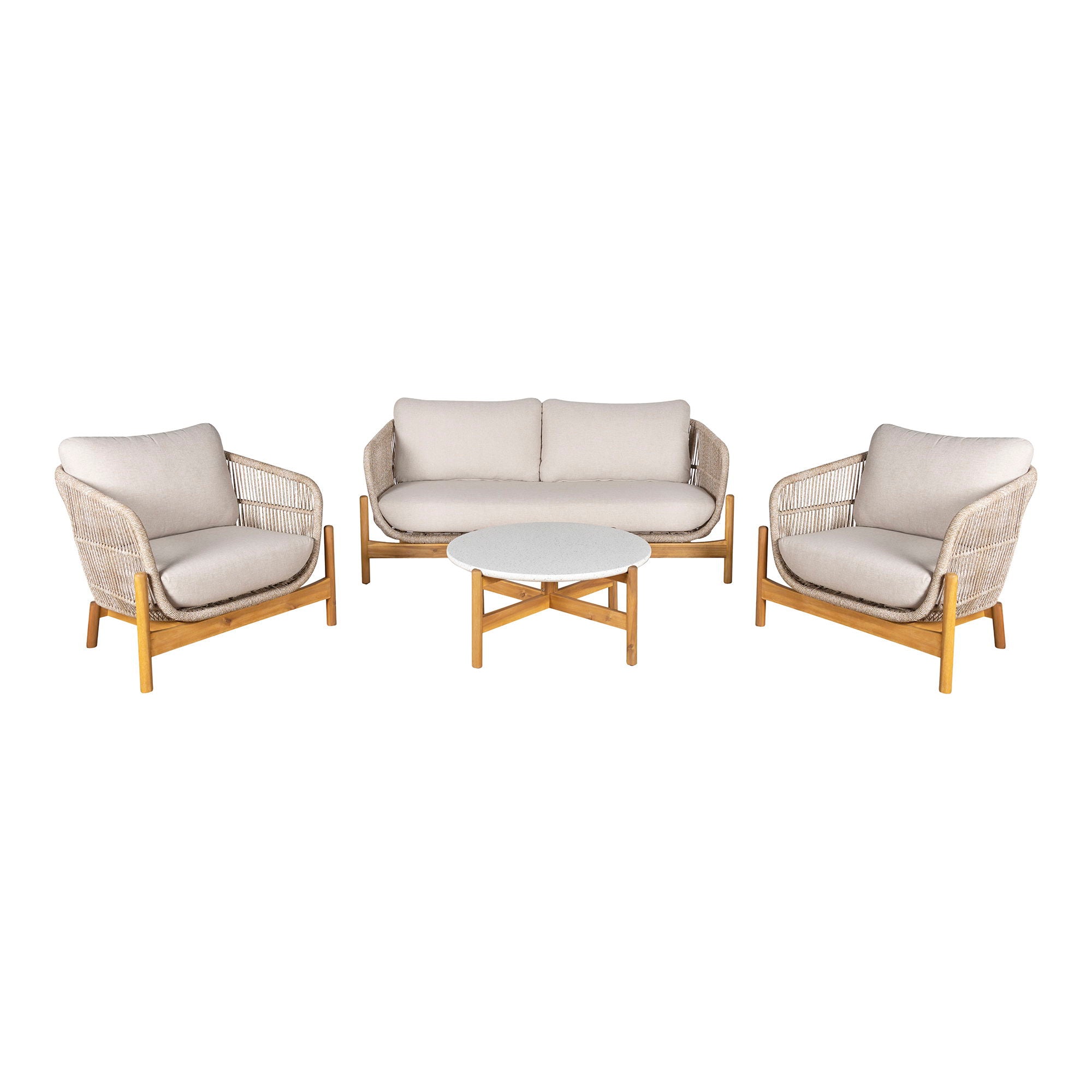 Terracina Loungesæt - Loungesæt, acacia, beige, inkl. hynder