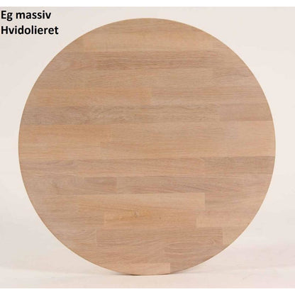 Spisebord, sort linoleum, egeben, ø 120 cm.