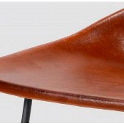 Barstol i metal - Brunt PU læder
