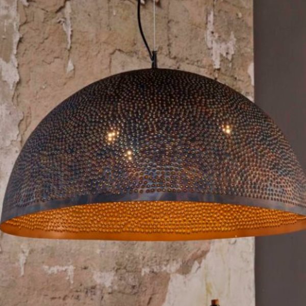 Loftslampe i sort-brun metal - 70 cm