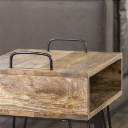 Sofabord med håndtag - Massiv mango træ natur