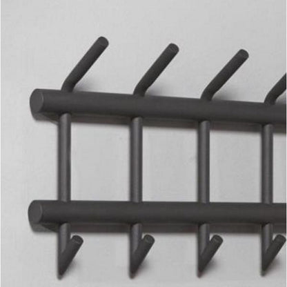 Knagerække i mat grå stål - 8 dobbelt kroge