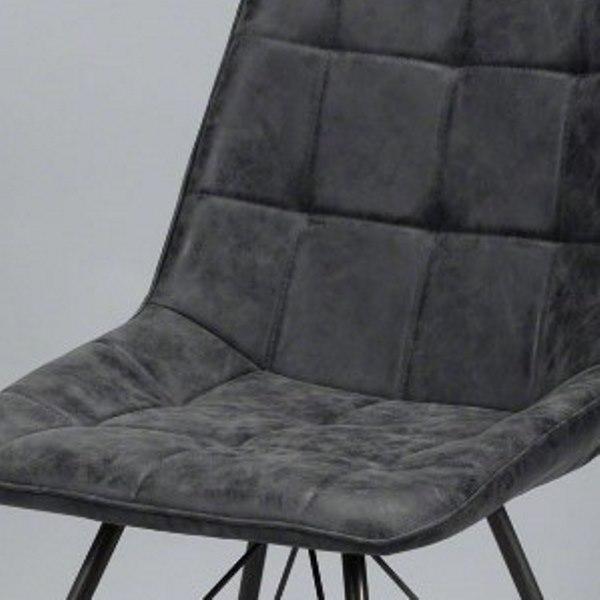 Spisebordsstol i stål og sort PU læder - 4. Stk