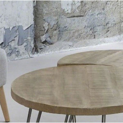 Sofabordssæt i massivt mangotræ - Hvid antik finish