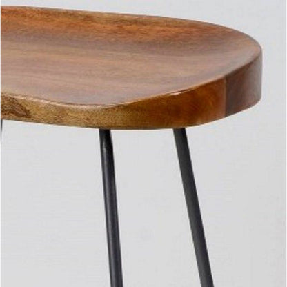 Barstol i massiv akacietræ - Metal