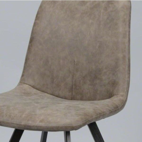 Spisebordsstol i fladt stål og brunt PU læder - 4. Stk