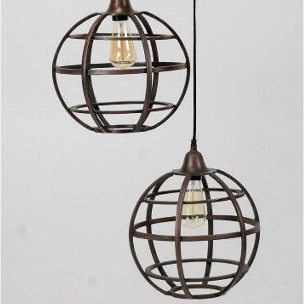 Antik kobber loftslampe - 3 skærme