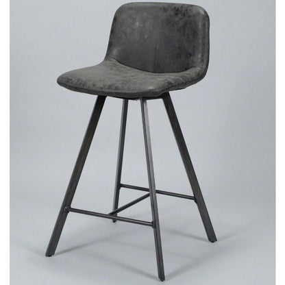 Barstol i metal - Sort PU læder