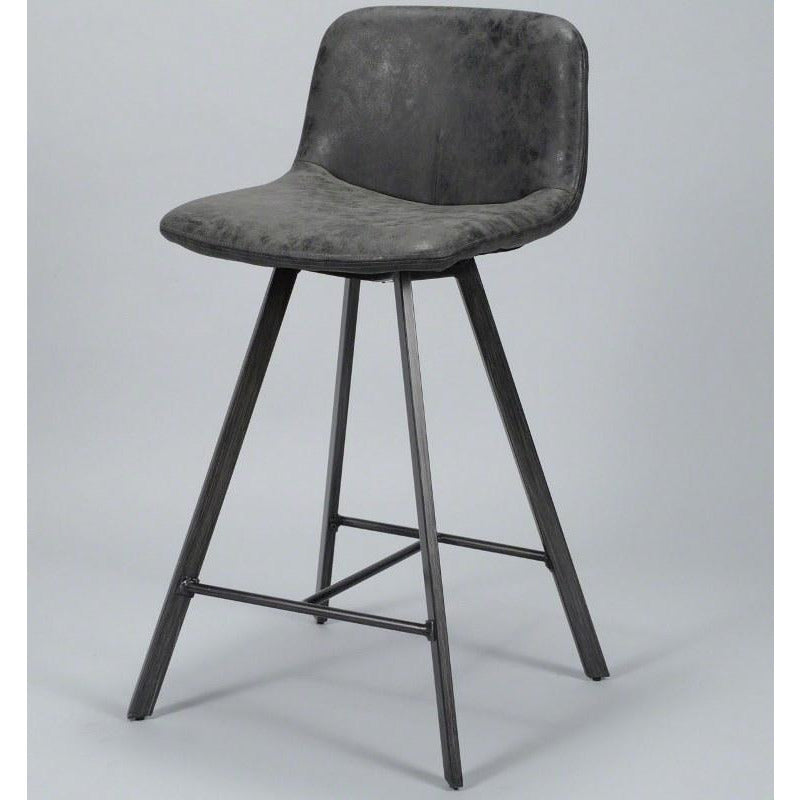 Barstol i metal - Sort PU læder