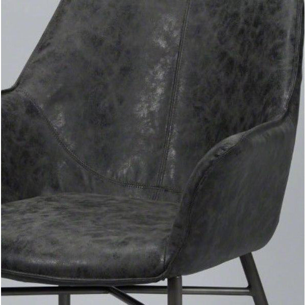 Spisebordsstol i stål og sort PU læder - 2. Stk
