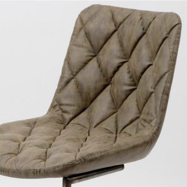 Spisebordsstol i stål og gråbrunt PU læder - 2. Stk