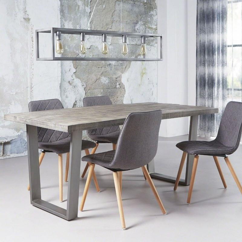 Spisebord i mangotræ med grå finish - 90 x 180 cm