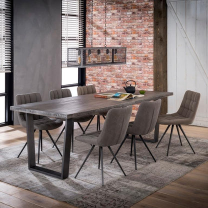 Spisebord i grålig massiv mango træ - 95 x 230 cm.