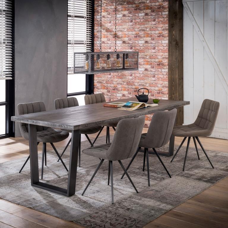 Spisebord i grålig massiv mango træ - 95 x 230 cm.