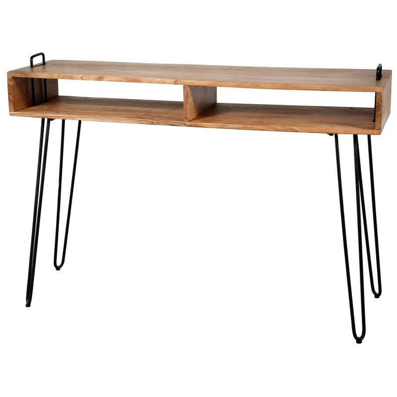 Konsolbord - Massiv natur akacietræ, metalben.