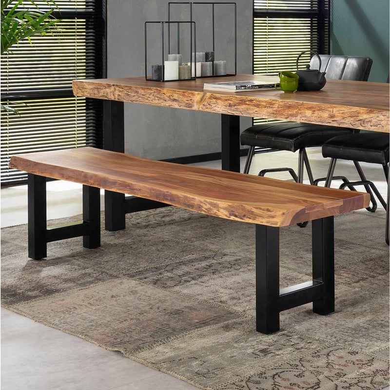 Unika bænk i massiv 6 cm. akacietræ, længde 190 cm.