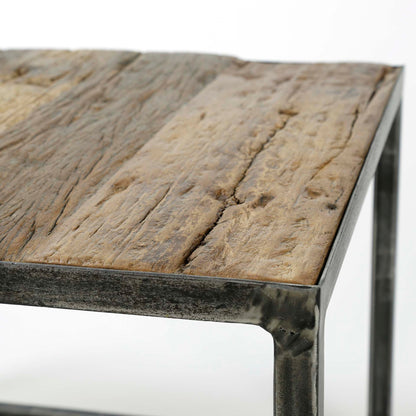 Sofabordssæt i genbrugstræ og patineret metal