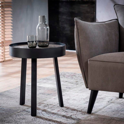 Sofabord teak træ med metalben -  45 cm.