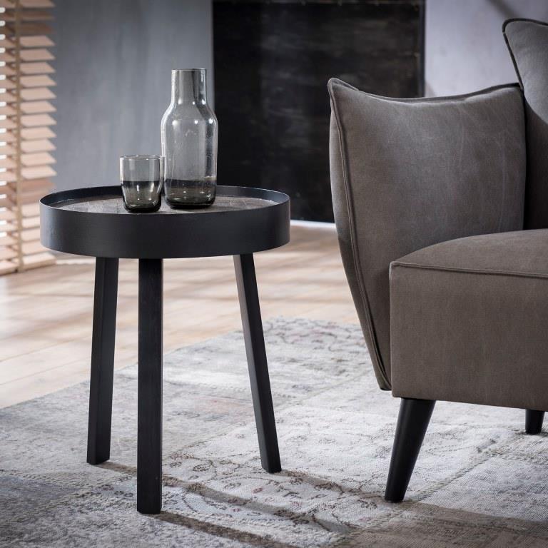 Sofabord teak træ med metalben -  45 cm.