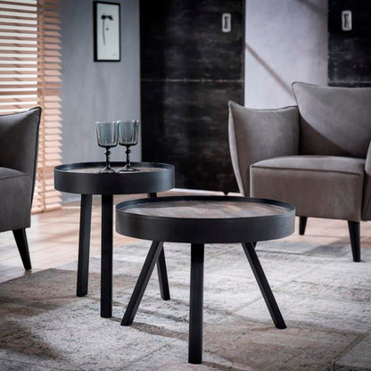 Sofabord teak træ med metalben -  75 cm.