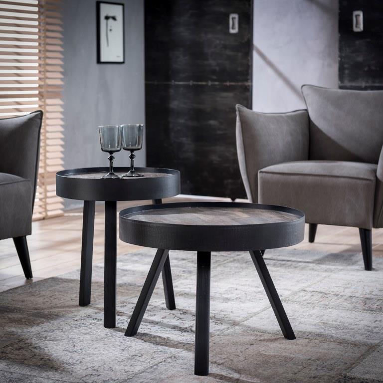 Sofabord teak træ med metalben -  45 cm.