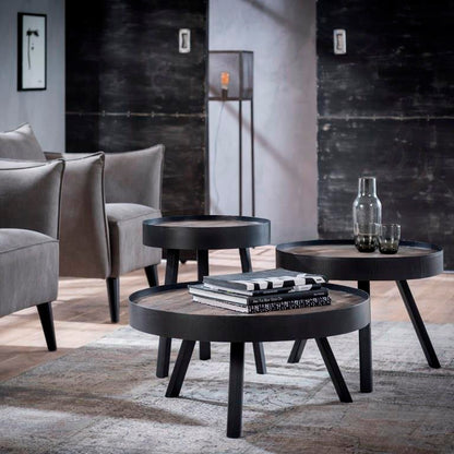 Sofabord teak træ med metalben -  75 cm.