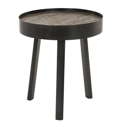 Sofabord teak træ med metalben -  45 cm.