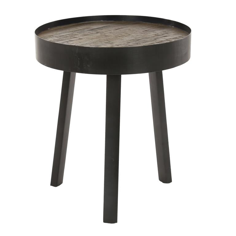 Sofabord teak træ med metalben -  45 cm.