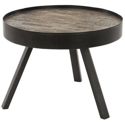 Sofabord teak træ med metalben -  60 cm.