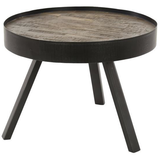 Sofabord teak træ med metalben -  60 cm.