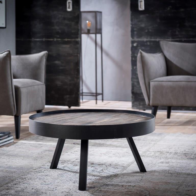 Sofabord teak træ med metalben -  75 cm.