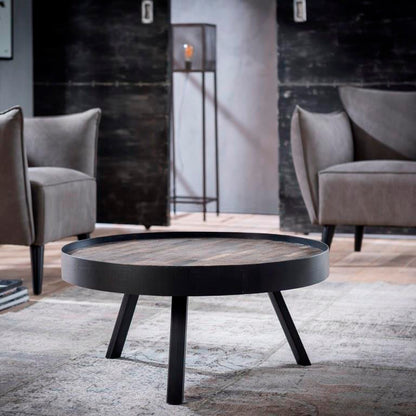 Sofabord teak træ med metalben -  75 cm.