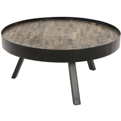 Sofabord teak træ med metalben -  75 cm.