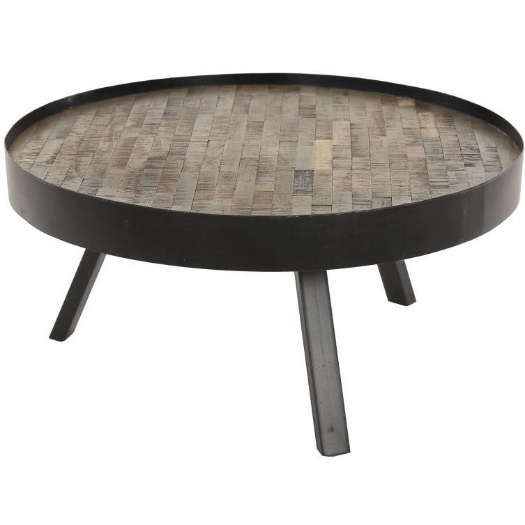 Sofabord teak træ med metalben -  75 cm.