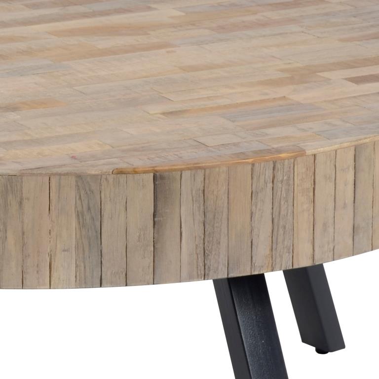 Sofabord teak med metalben -  90 cm.