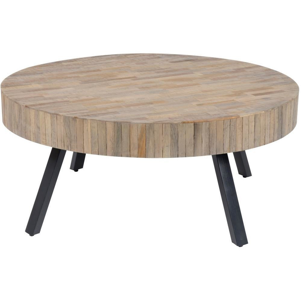Sofabord teak med metalben -  90 cm.