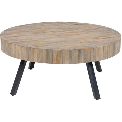 Sofabord teak med metalben -  90 cm.