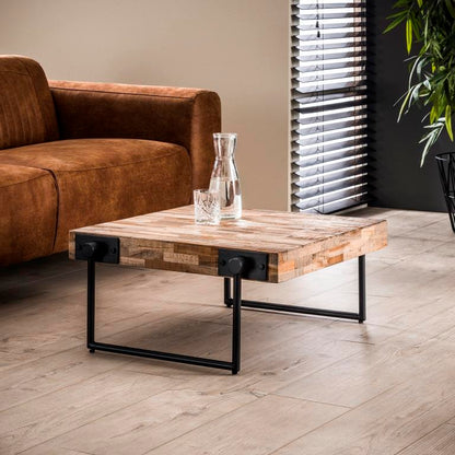 Sofabord 70 x 70 cm - Patineret teaktræ.