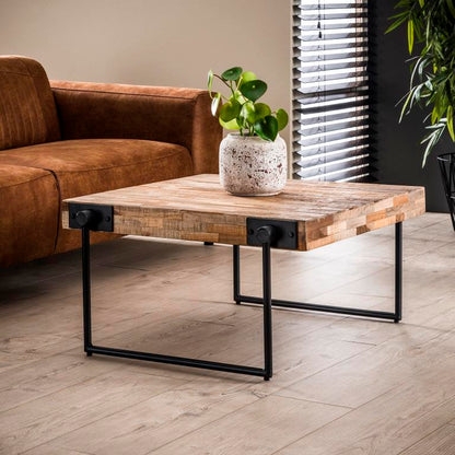 Sofabord 80 x 80 cm - Patineret teaktræ.