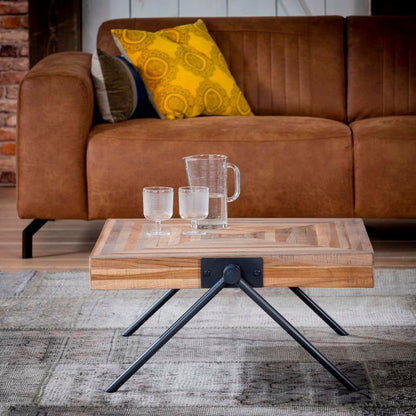 Sofabord 70 x 70 cm - Patineret teaktræ.