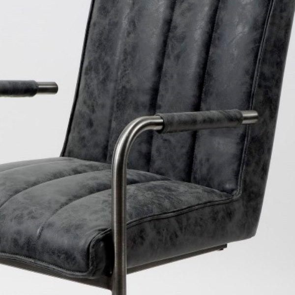 Spisebordsstol i stål og sort PU læder - 2. Stk