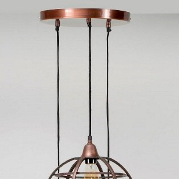 Antik kobber loftslampe - 3 skærme