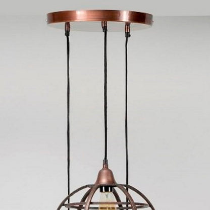 Antik kobber loftslampe - 3 skærme