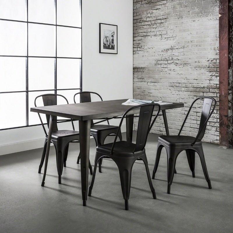 Spisebordsstol i industriel design stål - 4. Stk
