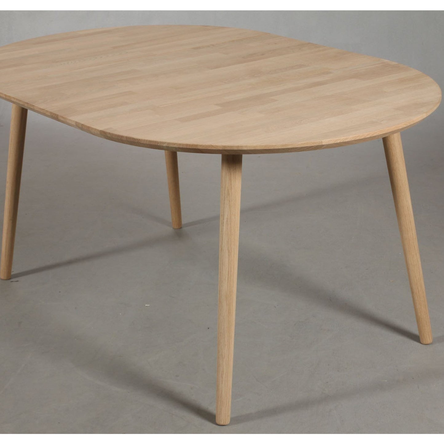 Spisebord incl. 1 tillægsplade, massiv eg, ø 110 cm