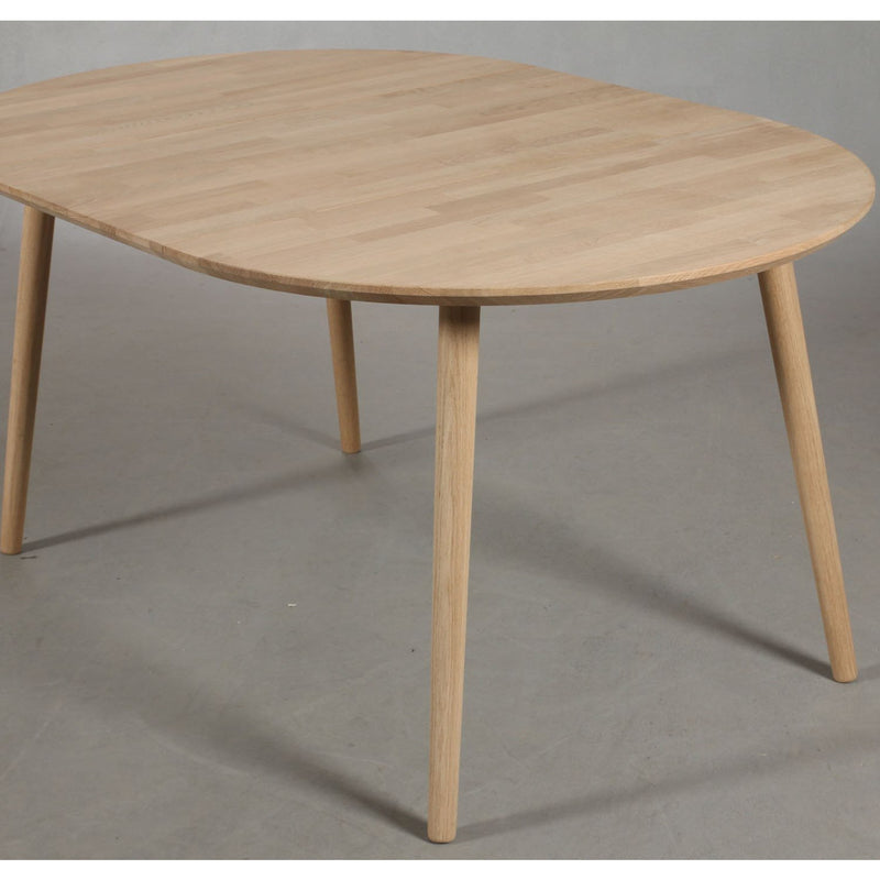 Spisebord incl. 1 tillægsplade, massiv eg, ø 120 cm