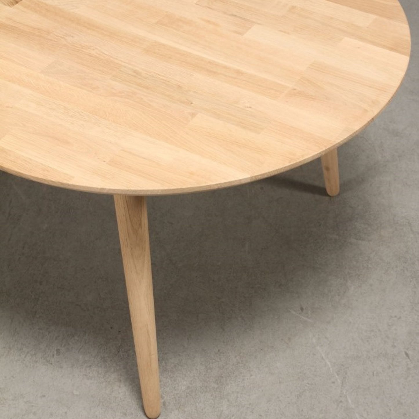 Spisebord incl. 1 tillægsplade, massiv eg, ø 90 cm