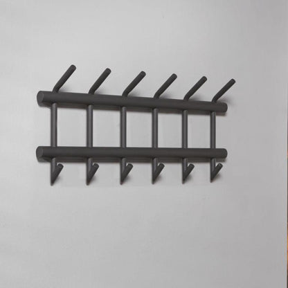 Knagerække i mat grå stål - 6 dobbelt kroge