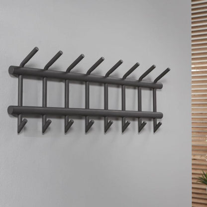 Knagerække i mat grå stål - 8 dobbelt kroge